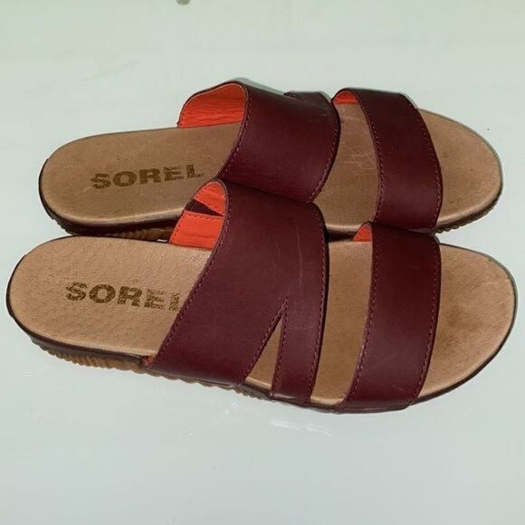 Sorel Out N About Plus Women Elderberry Open Toe Flat Slide Size 8.5 - Picture 2 of 7